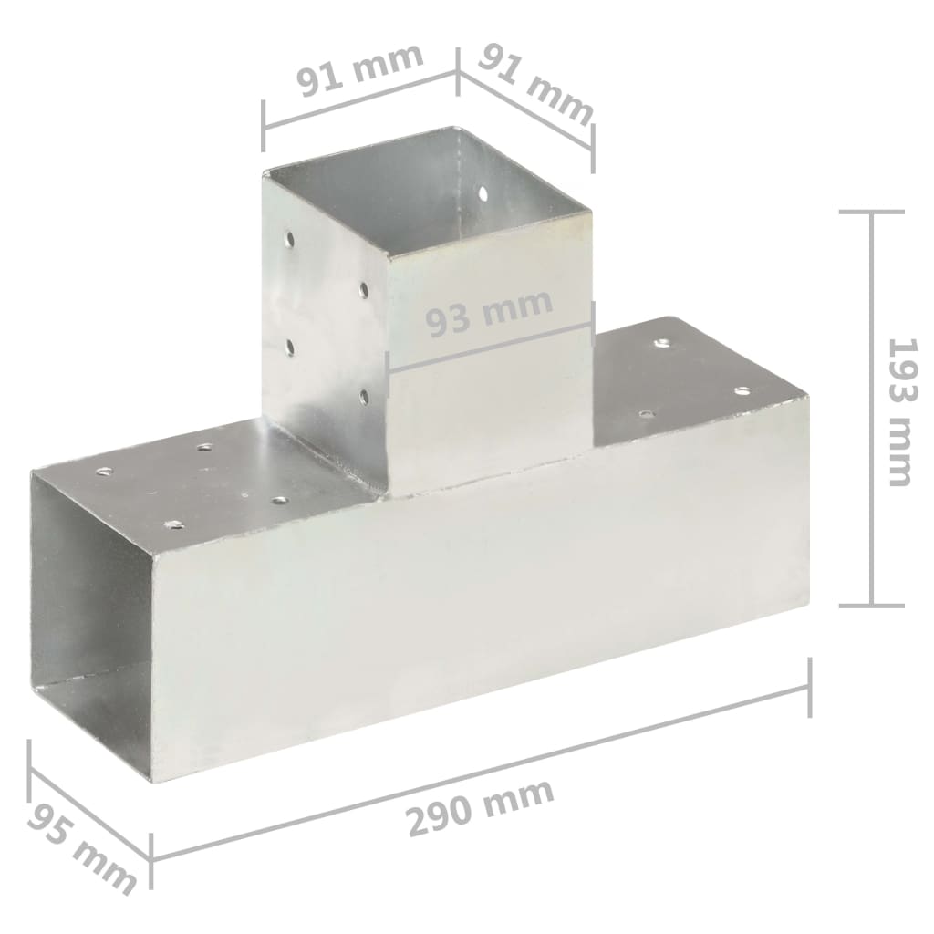 vidaXL Conectori de grindă, 4 buc, formă T, 91x91 mm, metal galvanizat vidaXL Conectori de grindă, 4 buc, formă T, 91x91 mm, metal galvanizat