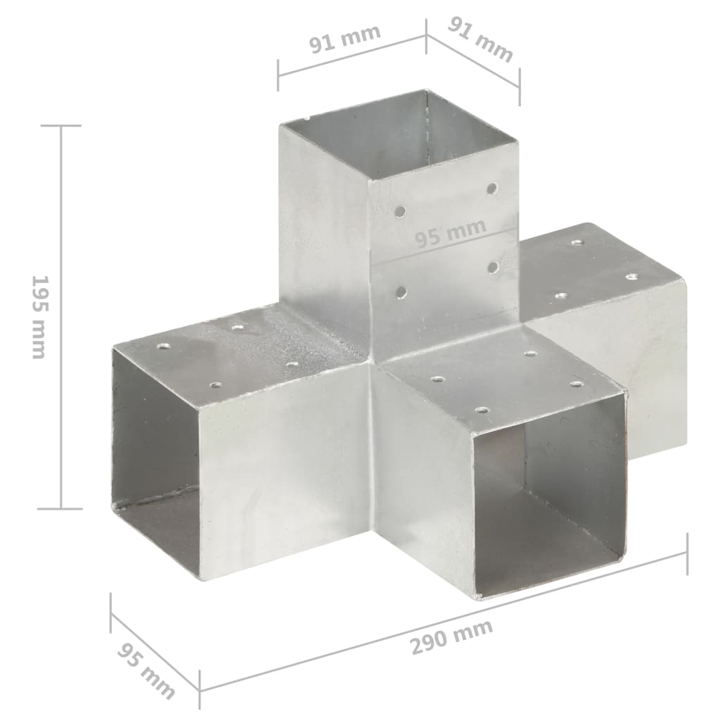 vidaXL Conectori de grindă, formă X, 4 buc, 91x91 mm, metal galvanizat vidaXL Conectori de grindă, formă X, 4 buc, 91x91 mm, metal galvanizat