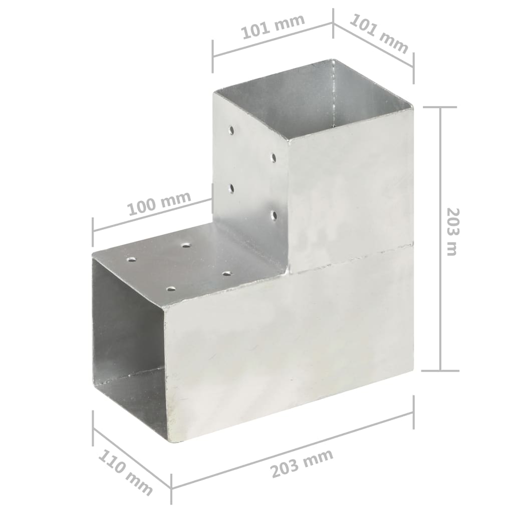 vidaXL Conectori grindă, formă L, 4 buc, 101x101 mm, metal galvanizat vidaXL Conectori grindă, formă L, 4 buc, 101x101 mm, metal galvanizat