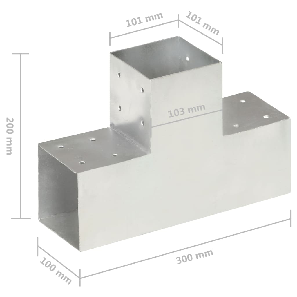 vidaXL Conectori grindă, formă T, 4 buc, 101x101 mm, metal galvanizat vidaXL Conectori grindă, formă T, 4 buc, 101x101 mm, metal galvanizat