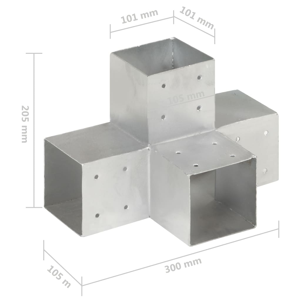 vidaXL Conectori grindă, formă X, 4 buc, 101x101 mm, metal galvanizat vidaXL Conectori grindă, formă X, 4 buc, 101x101 mm, metal galvanizat