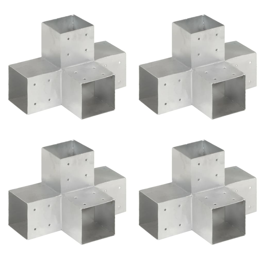 vidaXL Conectori grindă, formă X, 4 buc, 101x101 mm, metal galvanizat vidaXL Conectori grindă, formă X, 4 buc, 101x101 mm, metal galvanizat