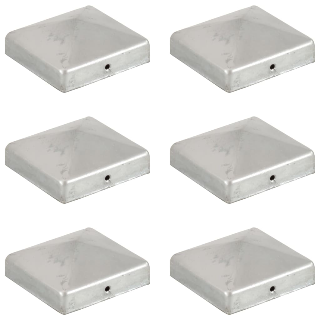vidaXL Capace stâlpi de gard piramidă 6 buc. metal galvanizat 81x81 mm vidaXL Capace stâlpi de gard piramidă 6 buc. metal galvanizat 81x81 mm