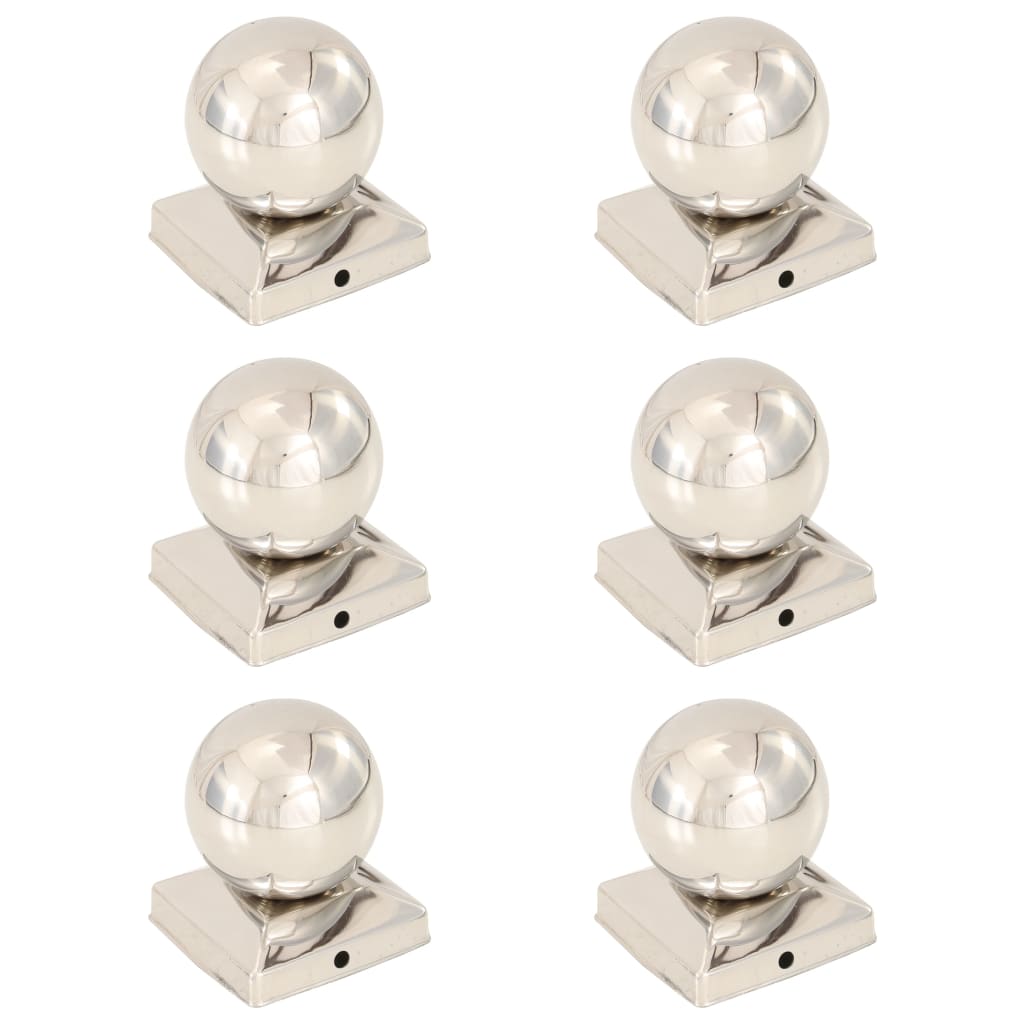 vidaXL Capace stâlpi tip glob, 6 buc., 91 x 91 mm, oțel inoxidabil vidaXL Capace stâlpi tip glob, 6 buc., 91 x 91 mm, oțel inoxidabil