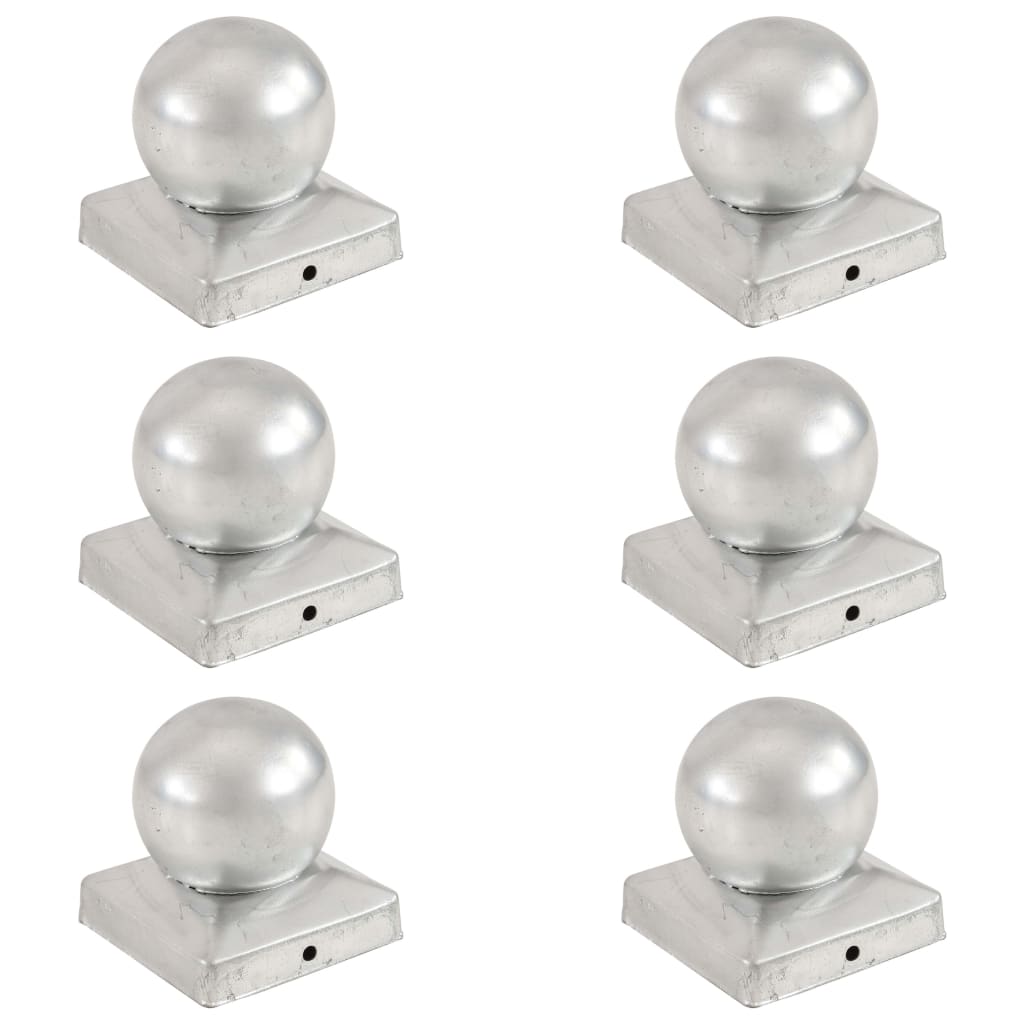 vidaXL Capace stâlpi tip glob, 6 buc., 91 x 91 mm, metal galvanizat vidaXL Capace stâlpi tip glob, 6 buc., 91 x 91 mm, metal galvanizat