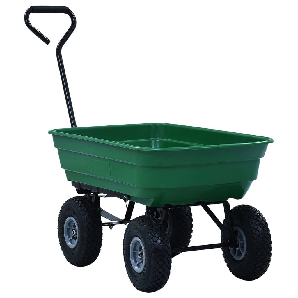 vidaXL Cărucior manual de grădină basculabil, verde, 300 kg, 75 L vidaXL Cărucior manual de grădină basculabil, verde, 300 kg, 75 L