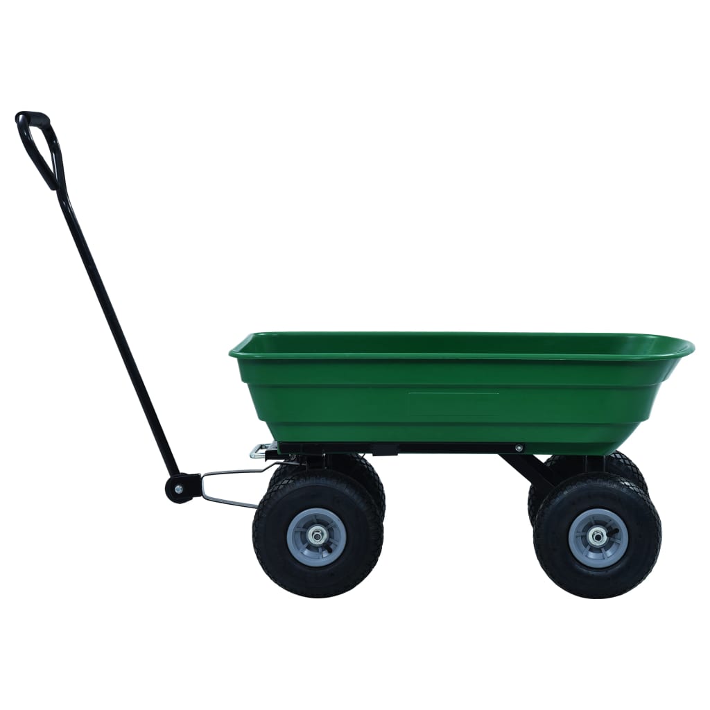 vidaXL Cărucior manual de grădină basculabil, verde, 300 kg, 75 L vidaXL Cărucior manual de grădină basculabil, verde, 300 kg, 75 L