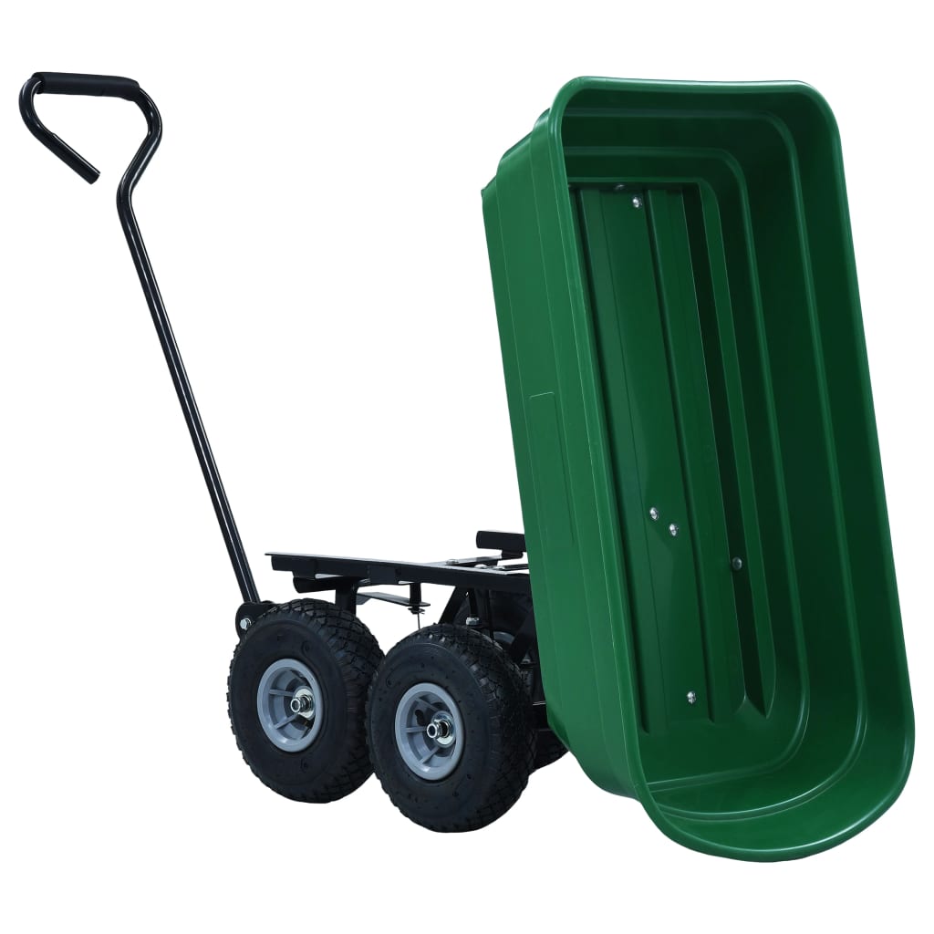 vidaXL Cărucior manual de grădină basculabil, verde, 300 kg, 75 L vidaXL Cărucior manual de grădină basculabil, verde, 300 kg, 75 L