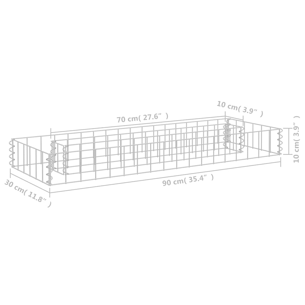 vidaXL Strat înălțat gabion, 90 x 30 x 10 cm, oțel galvanizat