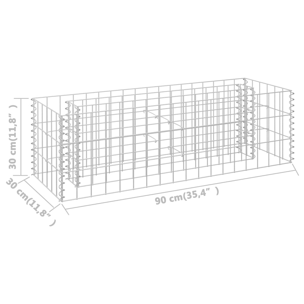 vidaXL Strat înălțat gabion, 90 x 30 x 30 cm, oțel galvanizat