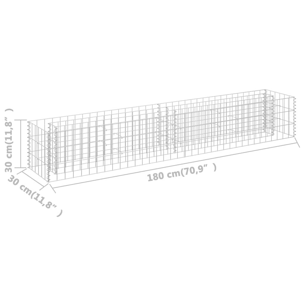 vidaXL Strat înălțat gabion, 180 x 30 x 30 cm, oțel galvanizat