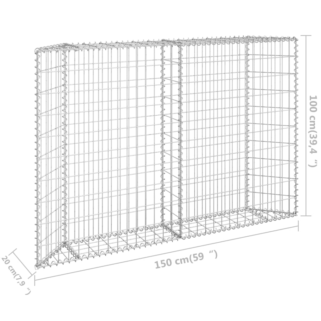 vidaXL Strat înălțat gabion trapez, 150x20x100 cm, oțel galvanizat
