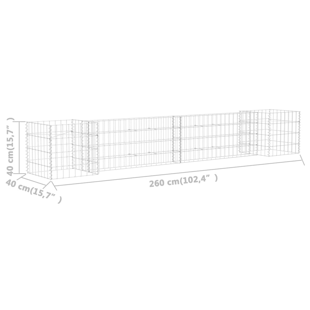 vidaXL Jardinieră gabion în formă de H, 260 x 40 x 40 cm, sârmă oțel