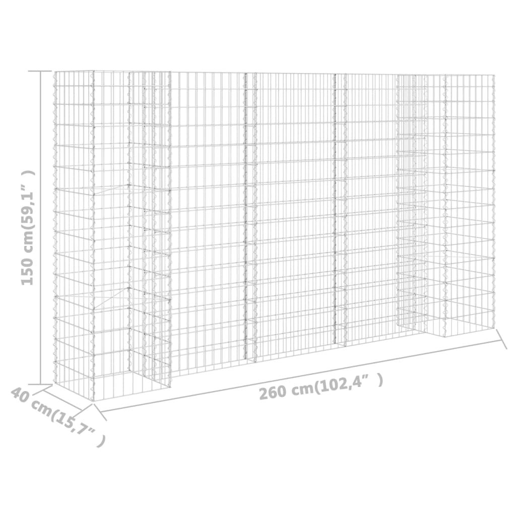 vidaXL Jardinieră gabion în formă de H, sârmă oțel, 260 x 40 x 150 cm