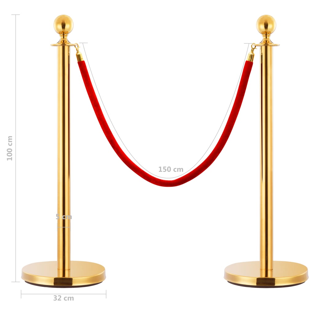 vidaXL Set VIP stil barieră, 3 piese, auriu, oțel inoxidabil vidaXL Set VIP stil barieră, 3 piese, auriu, oțel inoxidabil