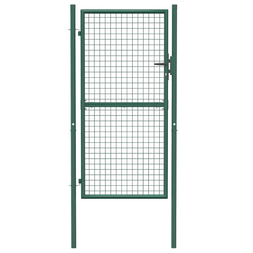 vidaXL Poartă de gard, verde, 100 x 175 cm, oțel