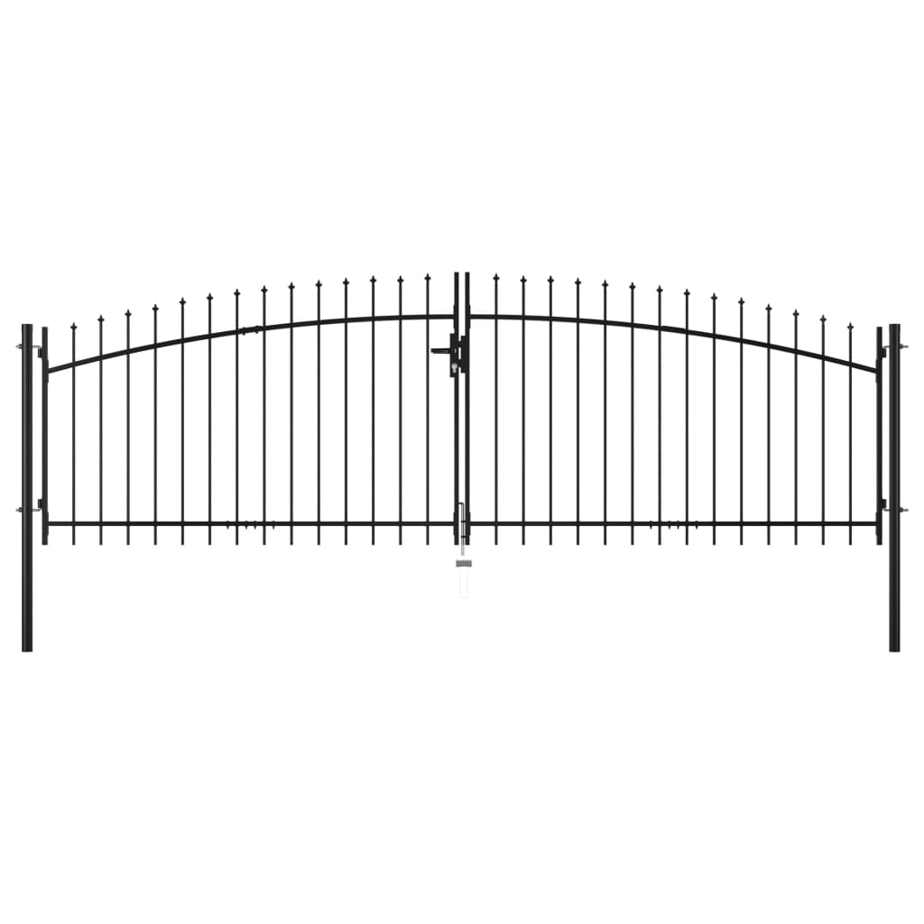 vidaXL Poartă de gard cu două uși, cu vârfuri de suliță, 400 x 200 cm vidaXL Poartă de gard cu două uși, cu vârfuri de suliță, 400 x 200 cm