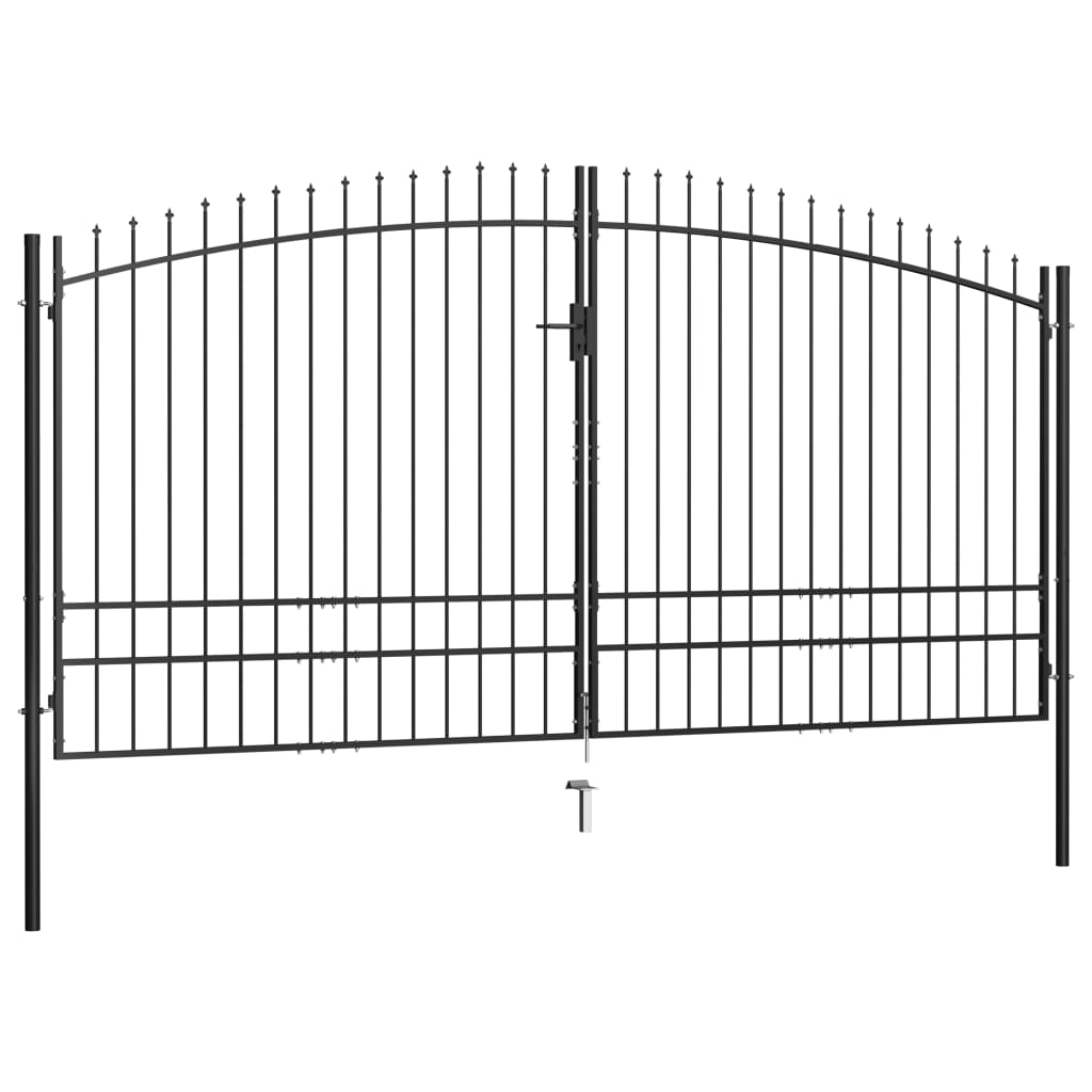 vidaXL Poartă de gard cu două uși, cu vârfuri de suliță, 400 x 248 cm vidaXL Poartă de gard cu două uși, cu vârfuri de suliță, 400 x 248 cm