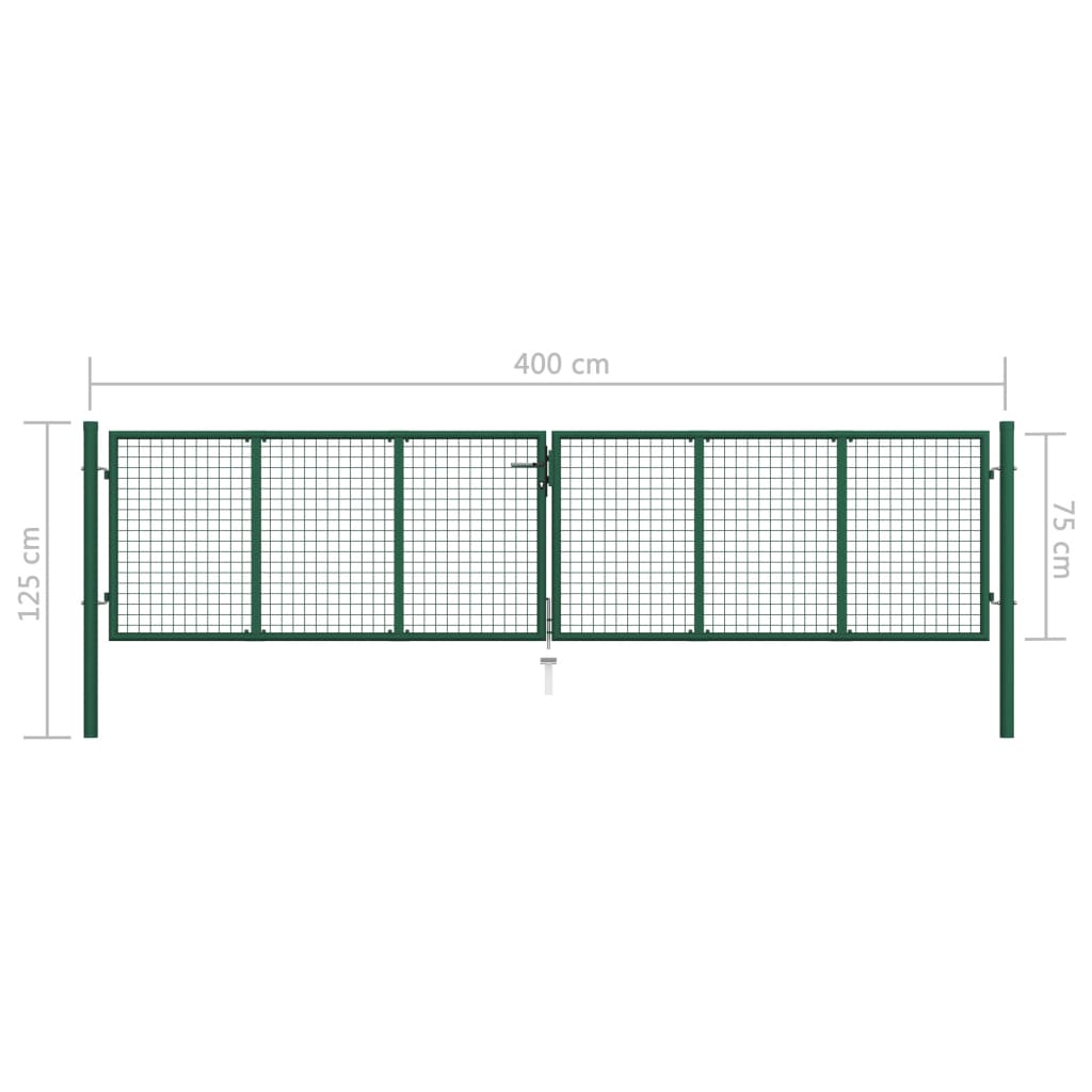 vidaXL Poartă de grădină din plasă, verde, 390 x 75 cm, oțel vidaXL Poartă de grădină din plasă, verde, 390 x 75 cm, oțel