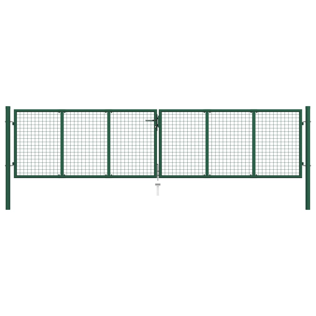 vidaXL Poartă de grădină din plasă, verde, 390 x 75 cm, oțel vidaXL Poartă de grădină din plasă, verde, 390 x 75 cm, oțel