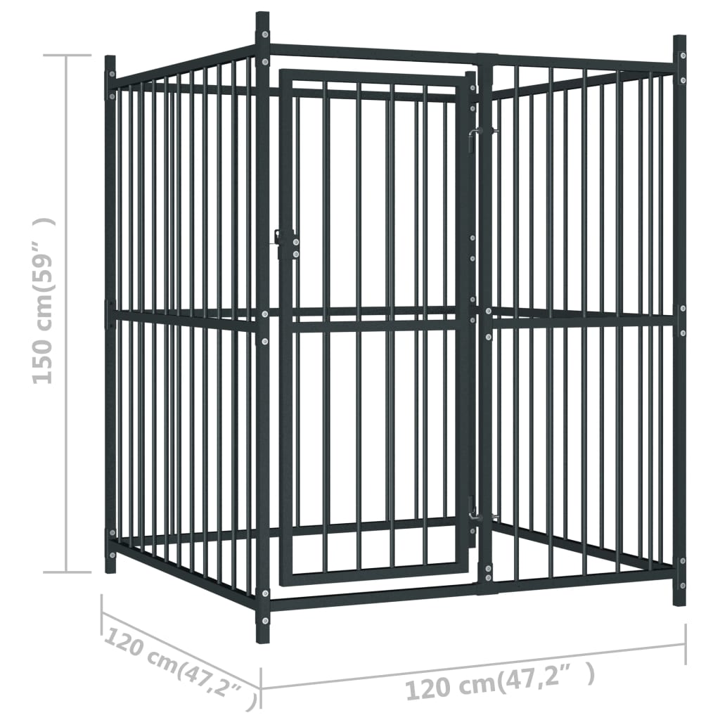 vidaXL Padoc pentru câini de exterior cu acoperiș, 120x120x150 cm vidaXL Padoc pentru câini de exterior cu acoperiș, 120x120x150 cm