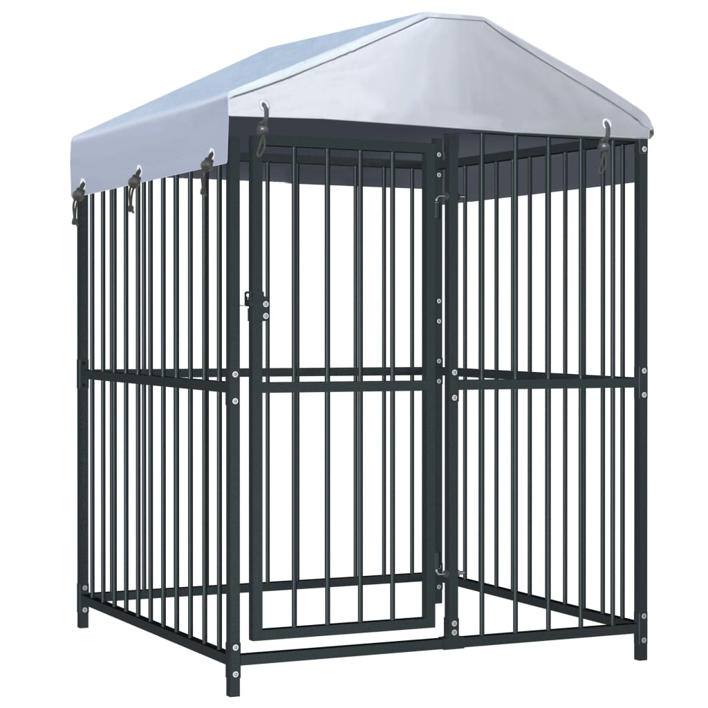 vidaXL Padoc pentru câini de exterior cu acoperiș, 120x120x150 cm vidaXL Padoc pentru câini de exterior cu acoperiș, 120x120x150 cm