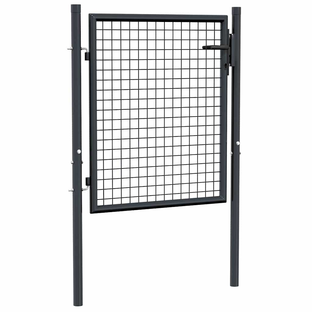 vidaXL Poartă de grădină din plasă, gri, 100x125 cm, oțel galvanizat vidaXL Poartă de grădină din plasă, gri, 100x125 cm, oțel galvanizat