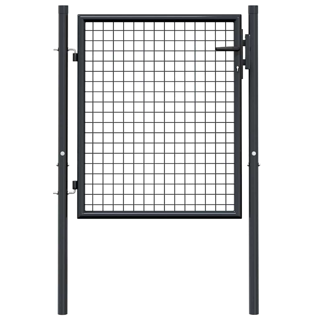 vidaXL Poartă de grădină din plasă, gri, 100x125 cm, oțel galvanizat vidaXL Poartă de grădină din plasă, gri, 100x125 cm, oțel galvanizat