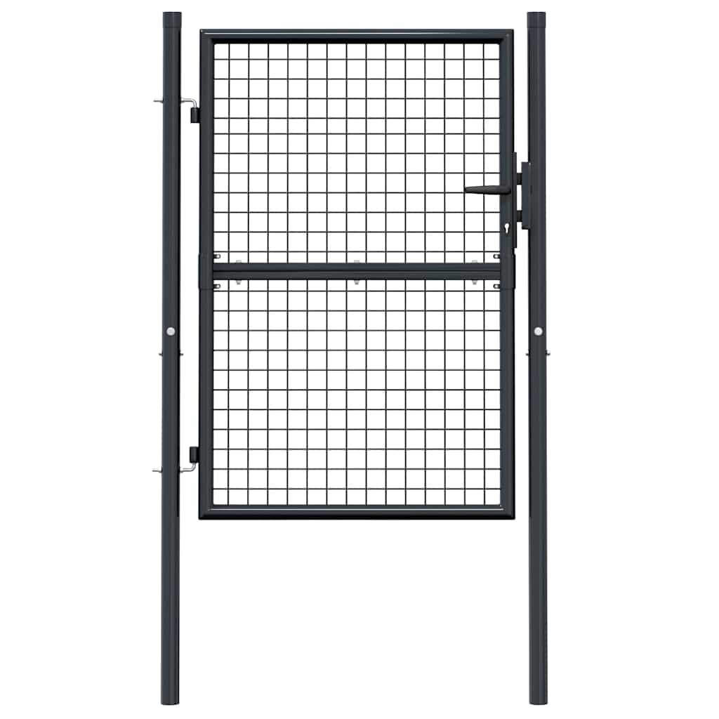 vidaXL Poartă de grădină din plasă, gri, 100x175 cm, oțel galvanizat
