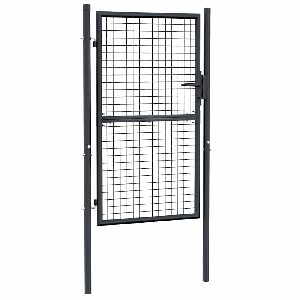 vidaXL Poartă de grădină din plasă, gri, 100x200 cm, oțel galvanizat