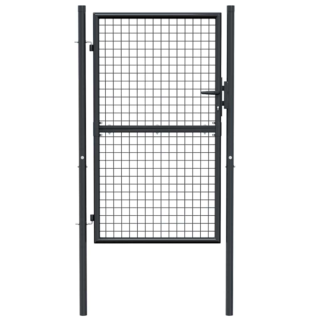 vidaXL Poartă de grădină din plasă, gri, 100x200 cm, oțel galvanizat