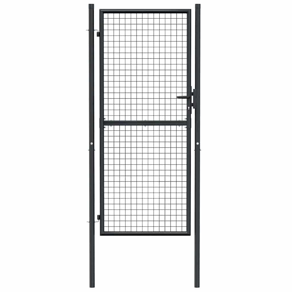 vidaXL Poartă de grădină din plasă, gri, 100x250 cm, oțel galvanizat