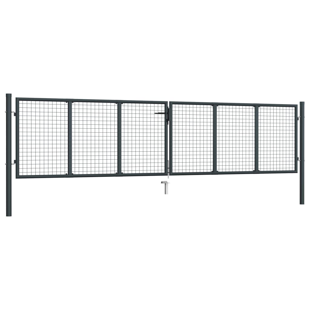 vidaXL Poartă de grădină din plasă, gri, 400 x 125 cm, oțel galvanizat