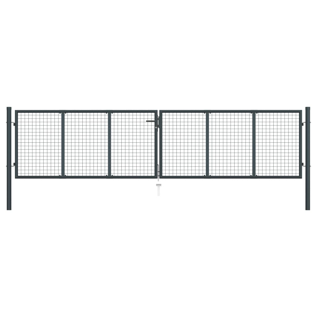 vidaXL Poartă de grădină din plasă, gri, 400 x 125 cm, oțel galvanizat