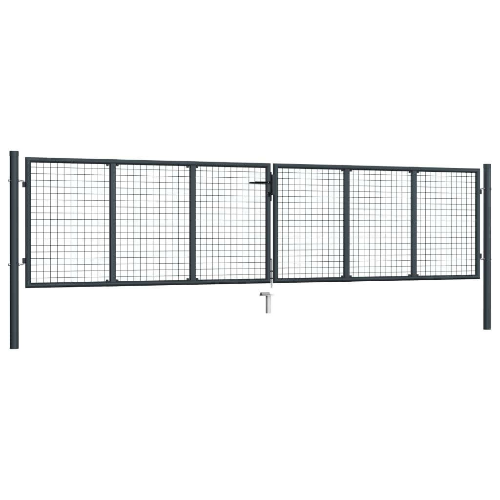 vidaXL Poartă de grădină din plasă, gri, 400 x 150 cm, oțel galvanizat