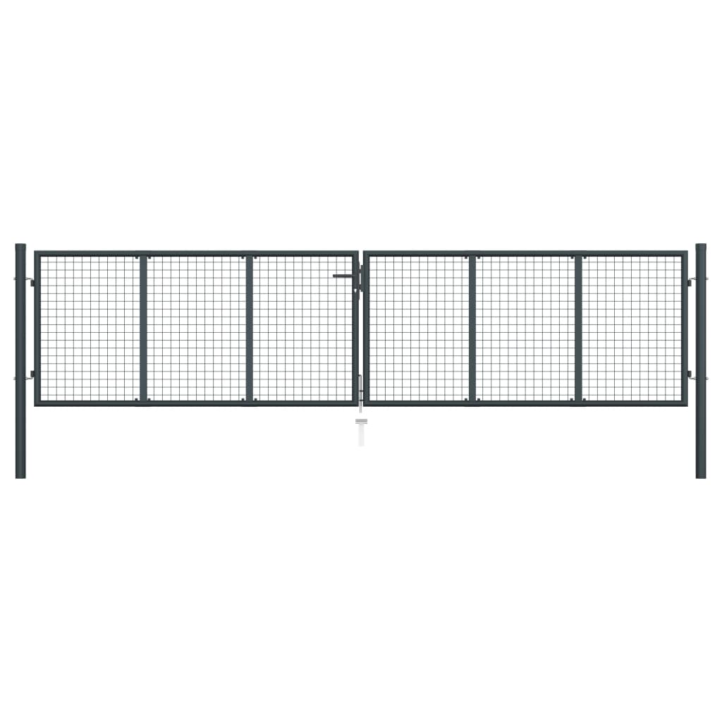 vidaXL Poartă de grădină din plasă, gri, 400 x 150 cm, oțel galvanizat