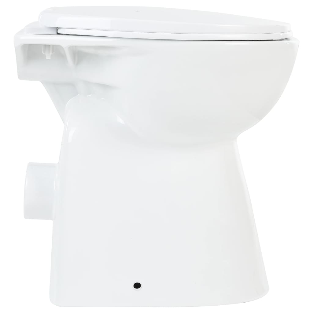 vidaXL Toaletă fără bord 7 cm înălțime suplimentară închidere ușoară ceramică albă vidaXL Toaletă fără bord 7 cm înălțime suplimentară închidere ușoară ceramică albă