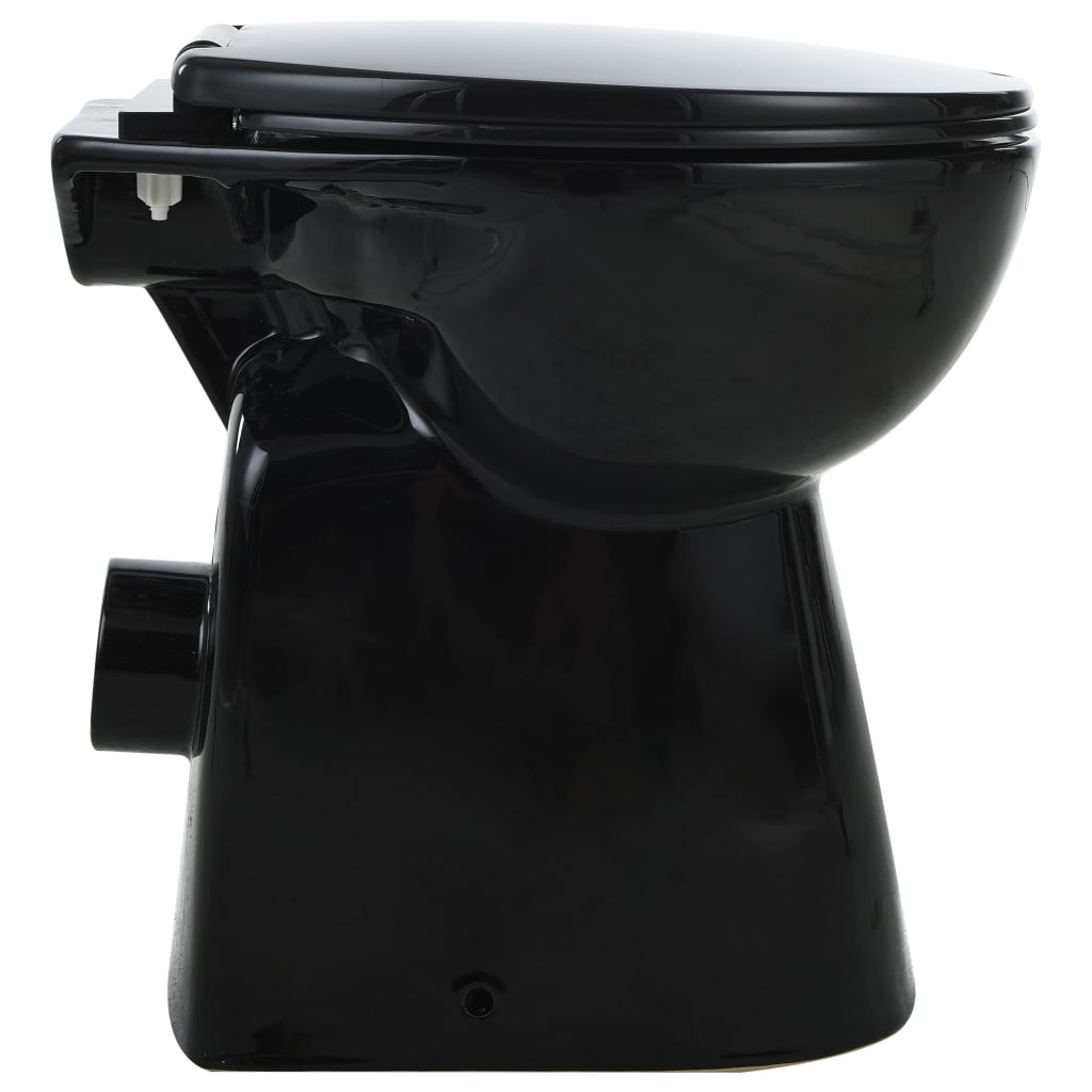 vidaXL Toaletă fără bord 7 cm înălțime suplimentară închidere ușoară ceramică neagră vidaXL Toaletă fără bord 7 cm înălțime suplimentară închidere ușoară ceramică neagră