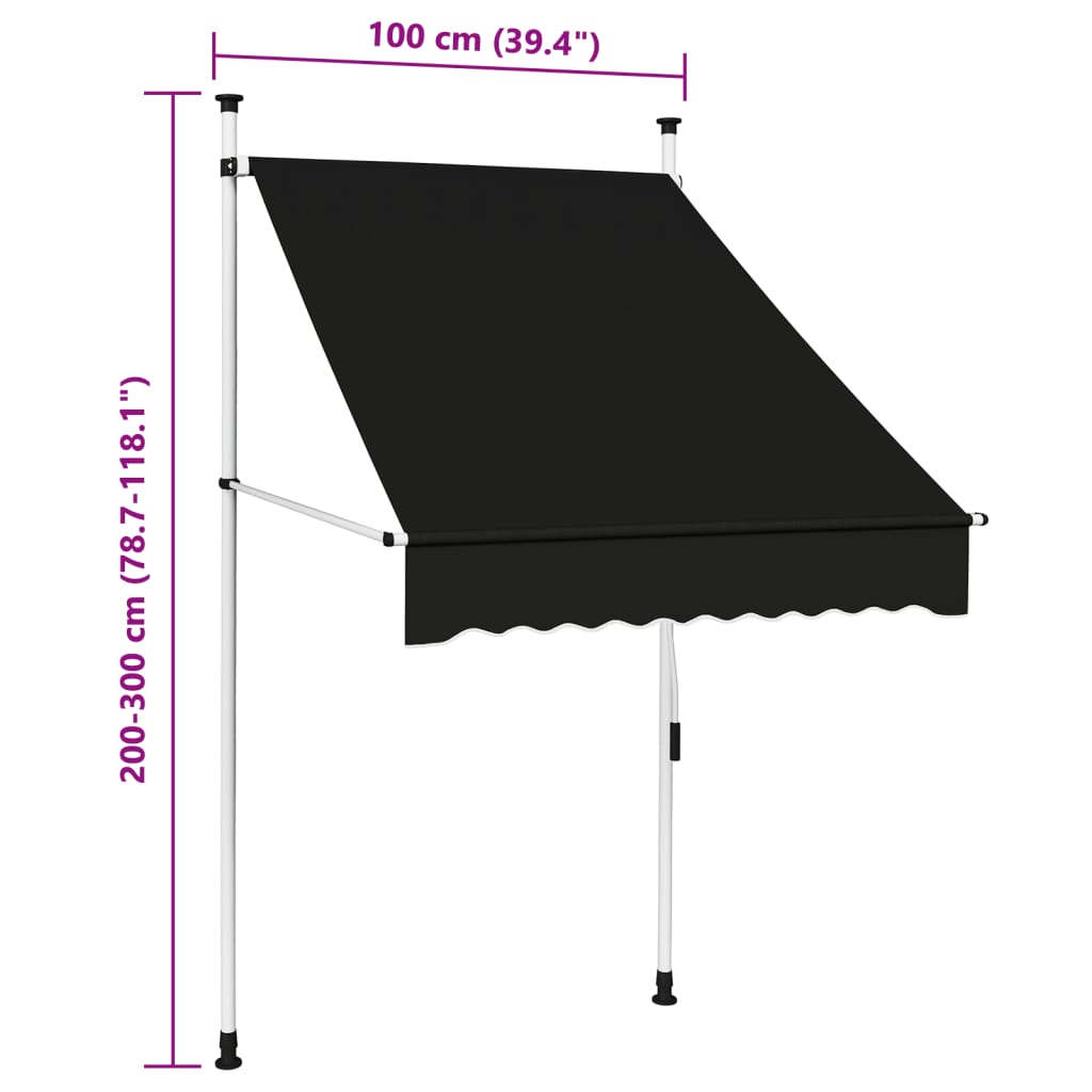 vidaXL Copertină retractabilă manual, antracit, 100 cm
