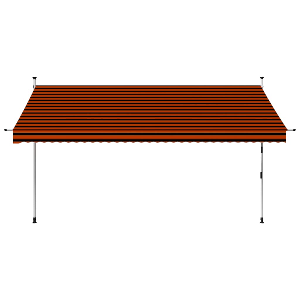 vidaXL Copertină retractabilă manual, portocaliu și maro, 350 cm vidaXL Copertină retractabilă manual, portocaliu și maro, 350 cm