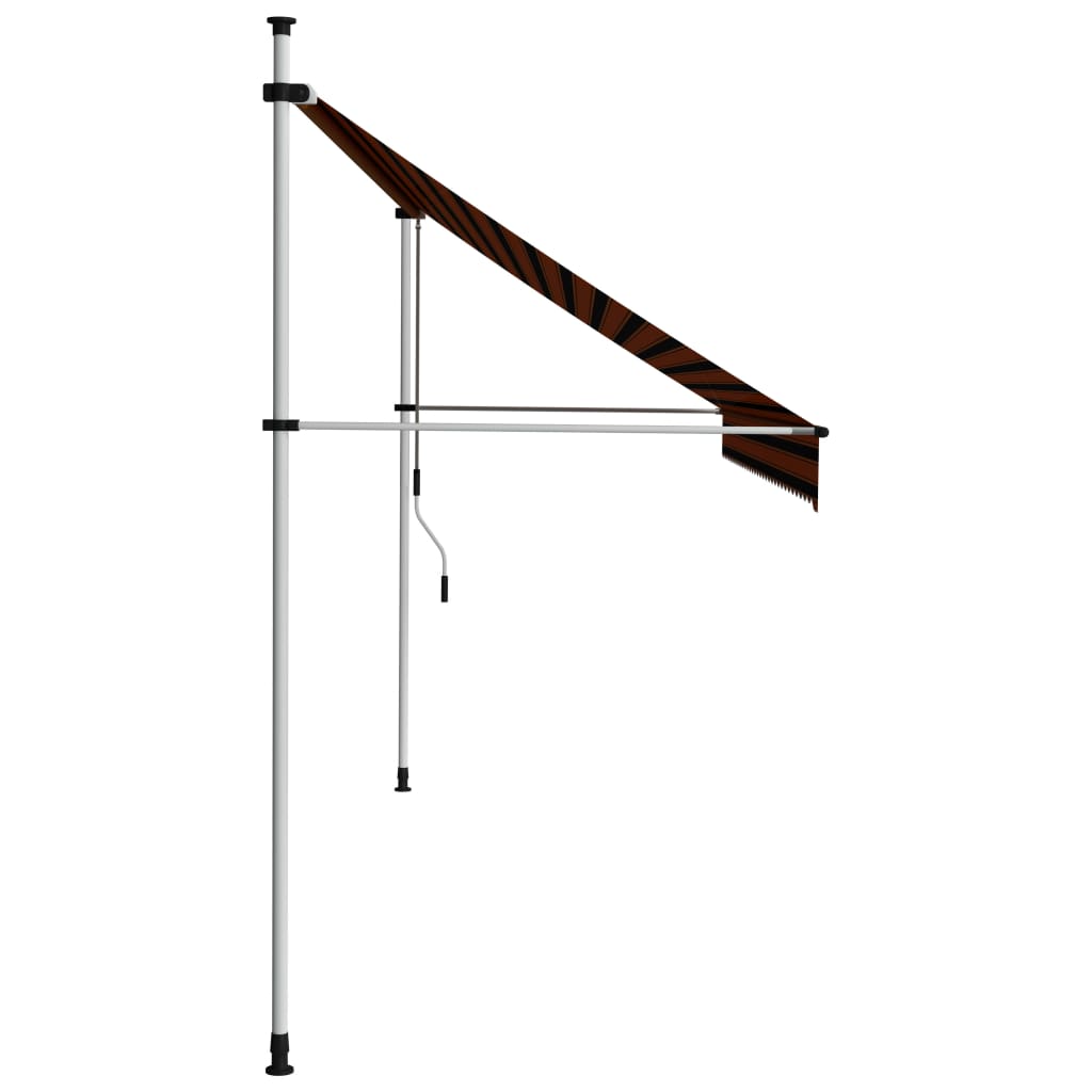 vidaXL Copertină retractabilă manual, portocaliu și maro, 350 cm vidaXL Copertină retractabilă manual, portocaliu și maro, 350 cm