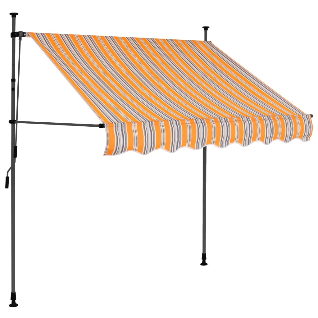 vidaXL Copertină retractabilă manual cu LED, galben & albastru, 100 cm vidaXL Copertină retractabilă manual cu LED, galben & albastru, 100 cm
