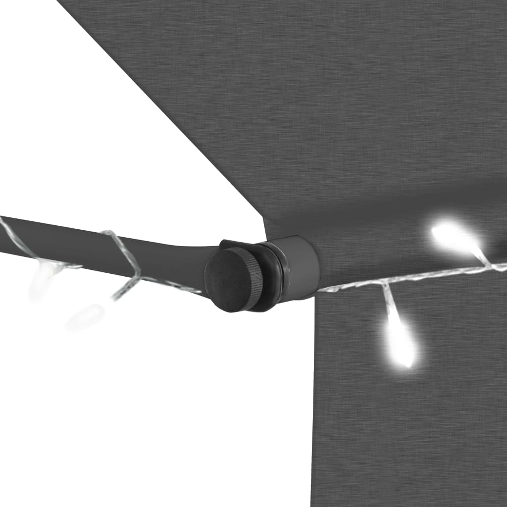 vidaXL Copertină retractabilă manual cu LED, antracit, 350 cm vidaXL Copertină retractabilă manual cu LED, antracit, 350 cm