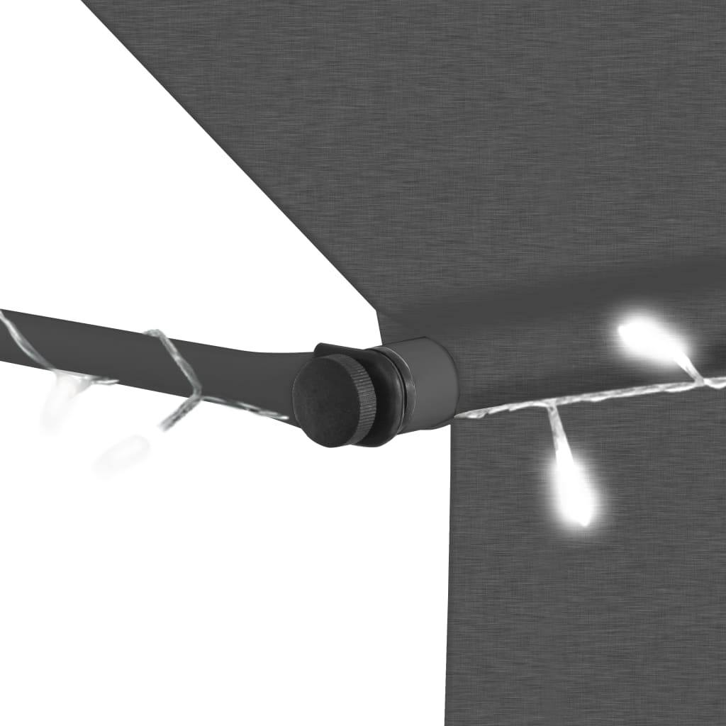 vidaXL Copertină retractabilă manual cu LED, antracit, 400 cm vidaXL Copertină retractabilă manual cu LED, antracit, 400 cm