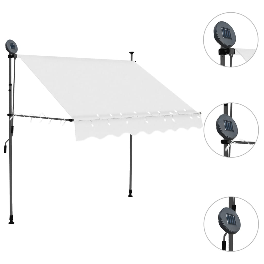 vidaXL Copertină retractabilă manual cu LED, crem, 150 cm