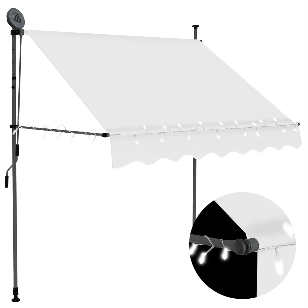 vidaXL Copertină retractabilă manual cu LED, crem, 200 cm