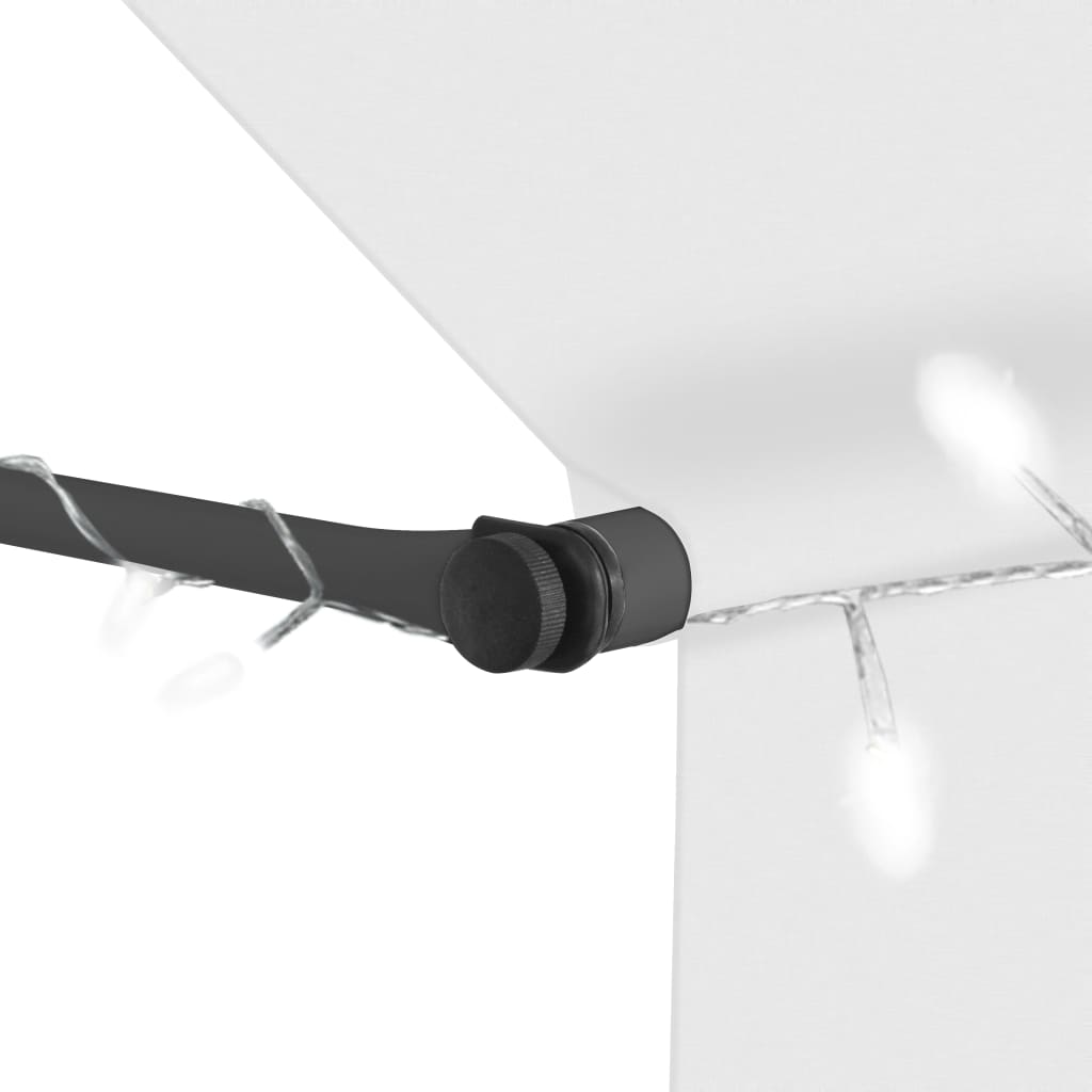 vidaXL Copertină retractabilă manual cu LED, crem, 250 cm vidaXL Copertină retractabilă manual cu LED, crem, 250 cm