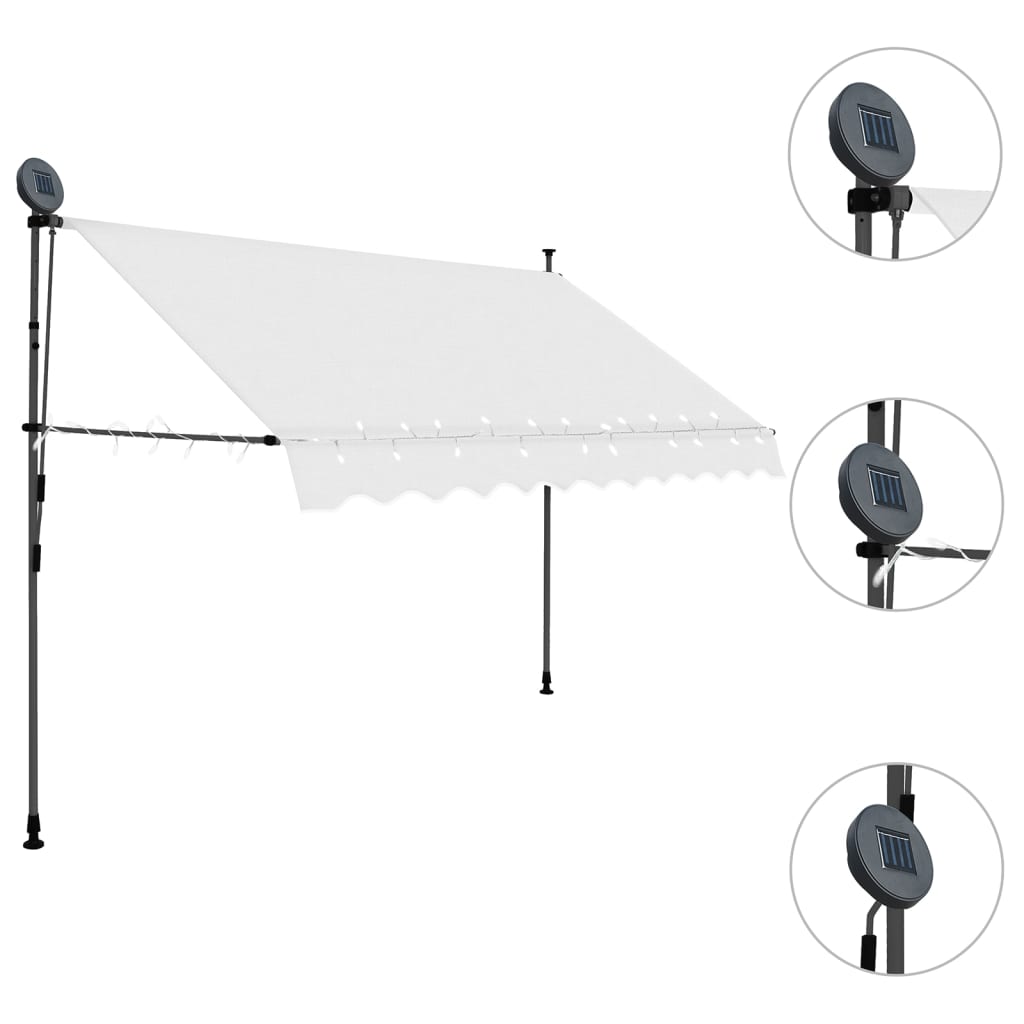 vidaXL Copertină retractabilă manual cu LED, crem, 300 cm