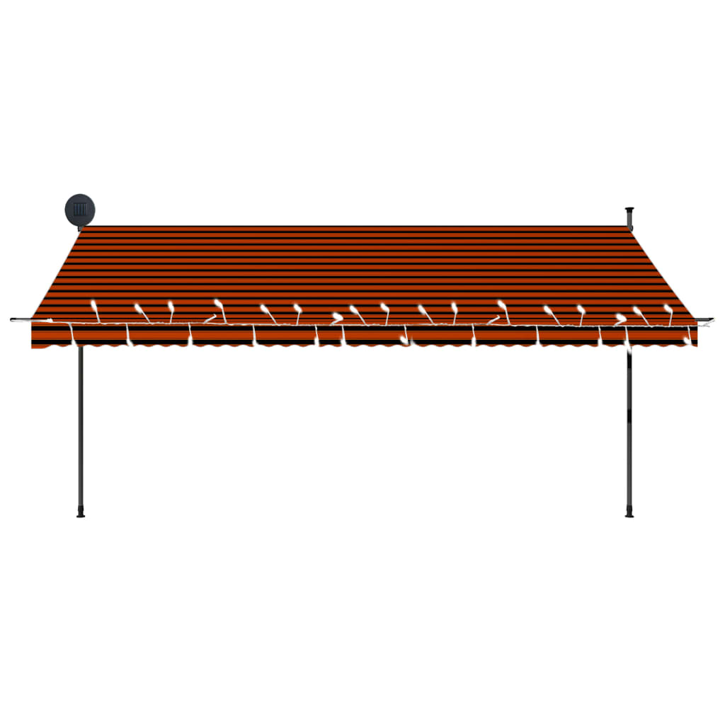 vidaXL Copertină retractabilă manual cu LED, portocaliu & maro, 400 cm