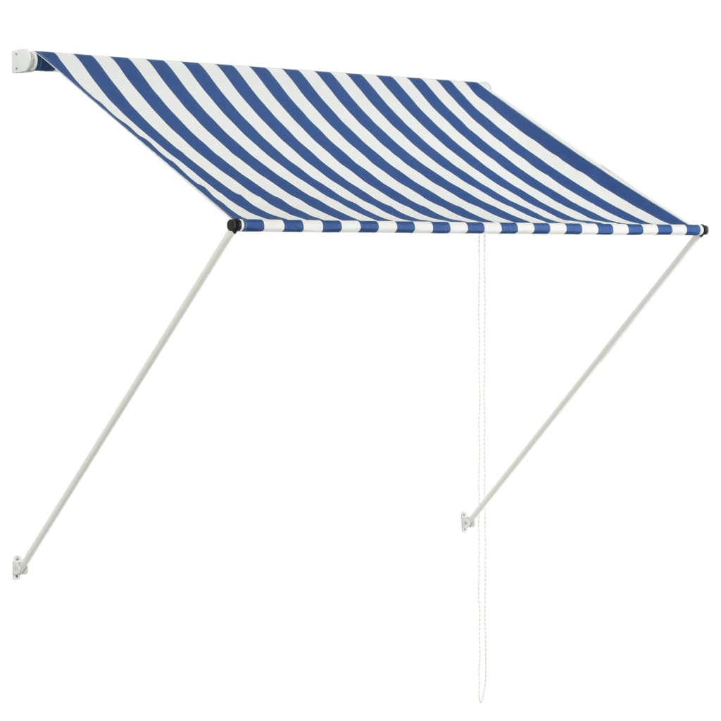 vidaXL Copertină retractabilă, albastru și alb, 100 x 150 cm vidaXL Copertină retractabilă, albastru și alb, 100 x 150 cm